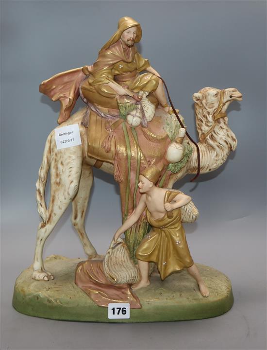 A large Royal Dux Arab and camel group